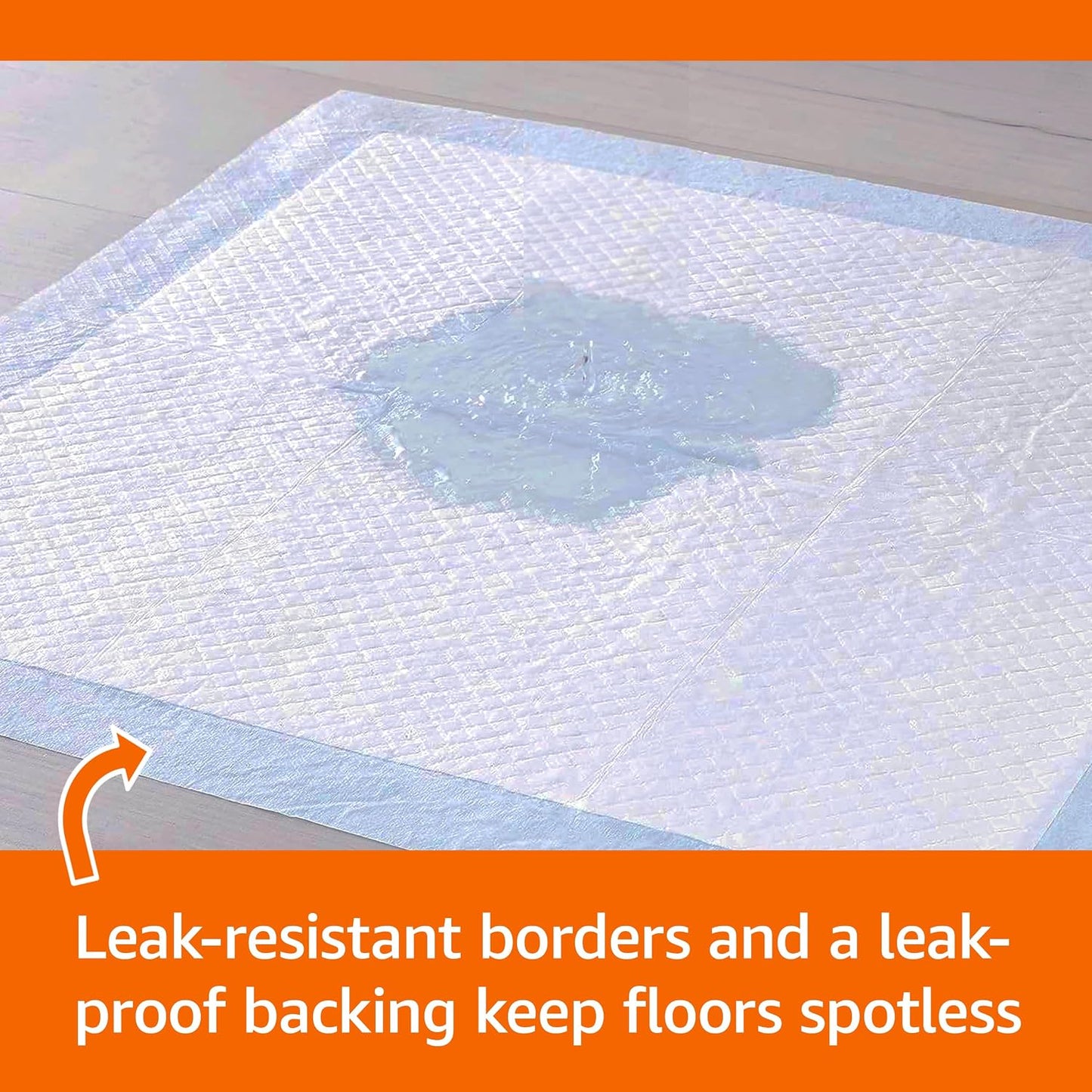 Basics Scented Dog and Puppy Potty Training Pee Pads, 5-Layer Leak-Proof Super Absorbent with Quick-Dry Surface, Regular Size 22 x 22 Inch, Blue & White, 100 Count